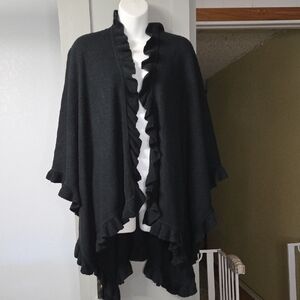 Elegant Black Ruffled Cardigan